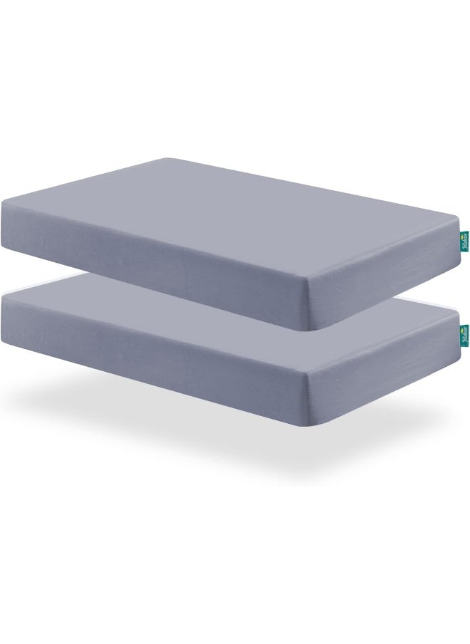 Biloban Crib Fitted Sheets for Standard Crib Mattress, 2 Pack Ultra Soft Baby Sheets for Crib, Machine Washable, Microfiber, Grey