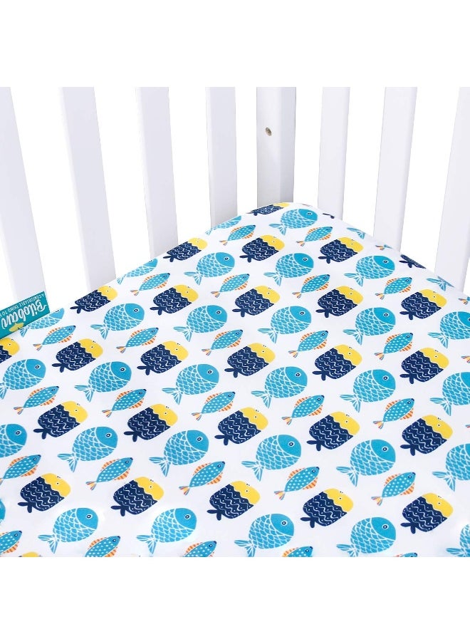 Biloban Crib Sheets Fitted, 2 Pack Crib Sheet Fits for Standard Crib Mattress, Toddler Sheets for Baby Boys & Girl