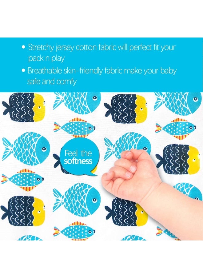 Biloban Crib Sheets Fitted, 2 Pack Crib Sheet Fits for Standard Crib Mattress, Toddler Sheets for Baby Boys & Girl