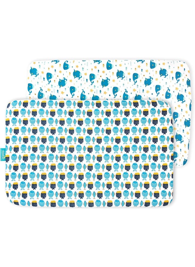 Biloban Crib Sheets Fitted, 2 Pack Crib Sheet Fits for Standard Crib Mattress, Toddler Sheets for Baby Boys & Girl