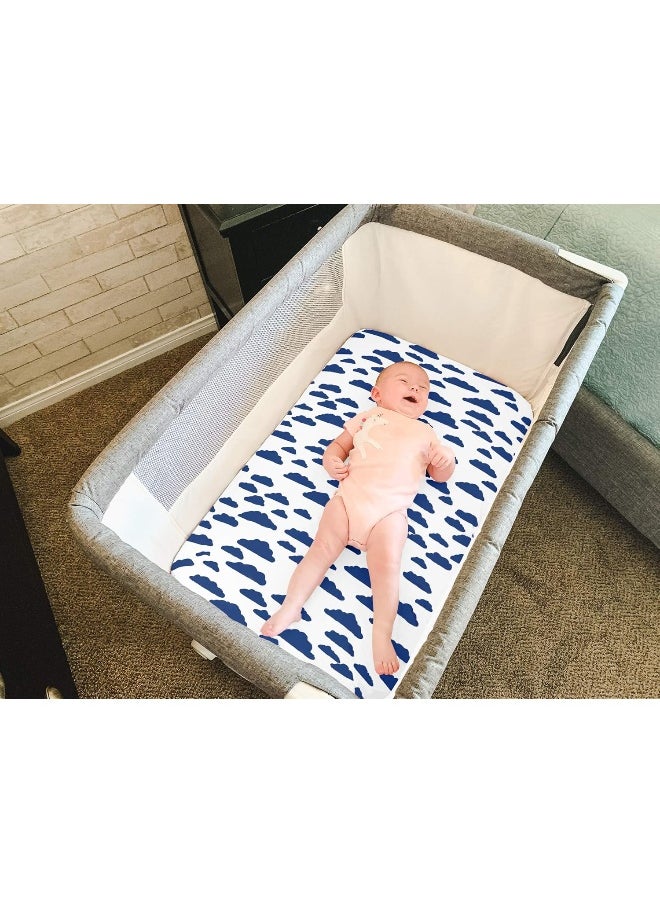 Pack n Play Playard Sheets Set | 3 Pack | 100% Super Soft Jersey Knit Cotton (150 GSM) | Portable Mini Crib Mattress Fitted Sheet for Boys & Girls