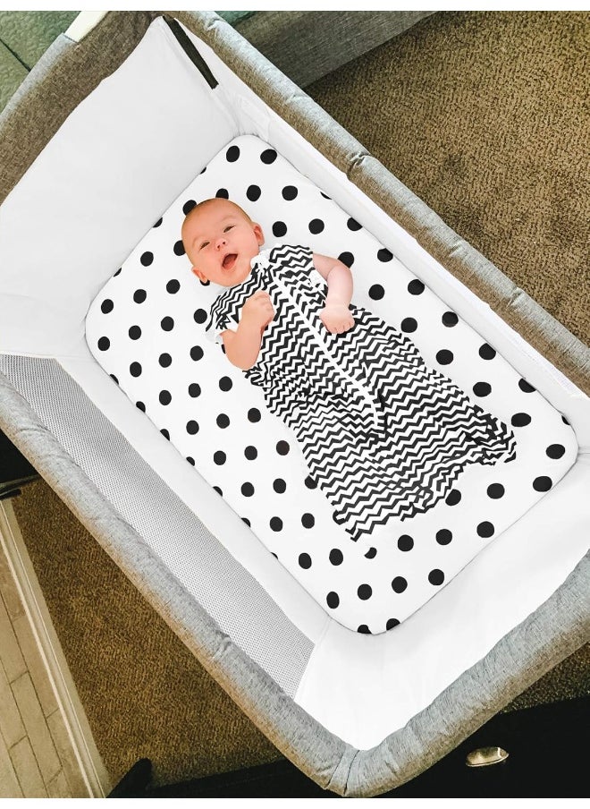 Pack n Play Playard Sheets Set | 3 Pack | 100% Super Soft Jersey Knit Cotton (150 GSM) | Portable Mini Crib Mattress Fitted Sheet for Boys & Girls
