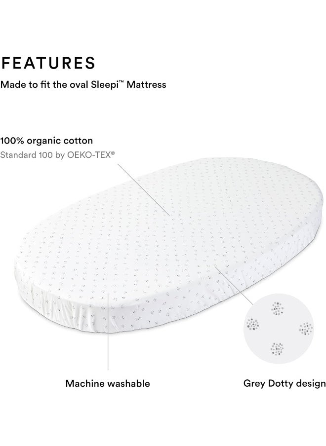 Stokke Sleepi Fitted Sheet by Pehr V2, Grey Dotty - Not Compatible with Sleepi Bed Mattress Made After August 2022-100% Cotton