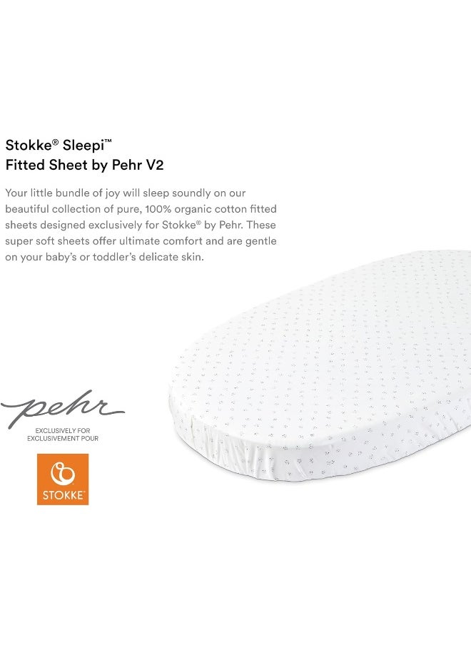Stokke Sleepi Fitted Sheet by Pehr V2, Grey Dotty - Not Compatible with Sleepi Bed Mattress Made After August 2022-100% Cotton