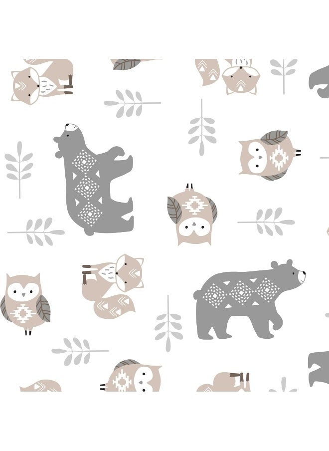 Lambs & Ivy Woodland Forest White/Gray Animal 100% Cotton Baby Fitted Crib Sheet