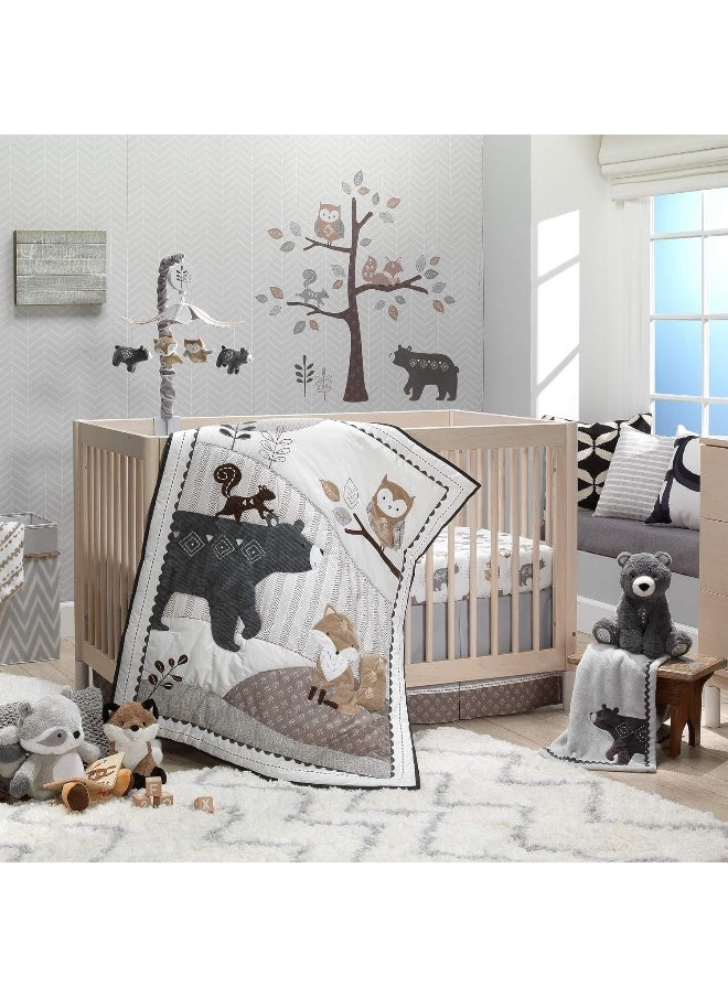 Lambs & Ivy Woodland Forest White/Gray Animal 100% Cotton Baby Fitted Crib Sheet