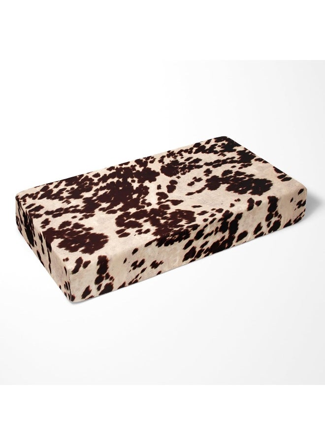 Baby Fitted Crib Sheet White Cow Skin Western Animal Print for Baby Boys & Girls, Brown, Standard, 52x28x6 Inch (Pack of 1)