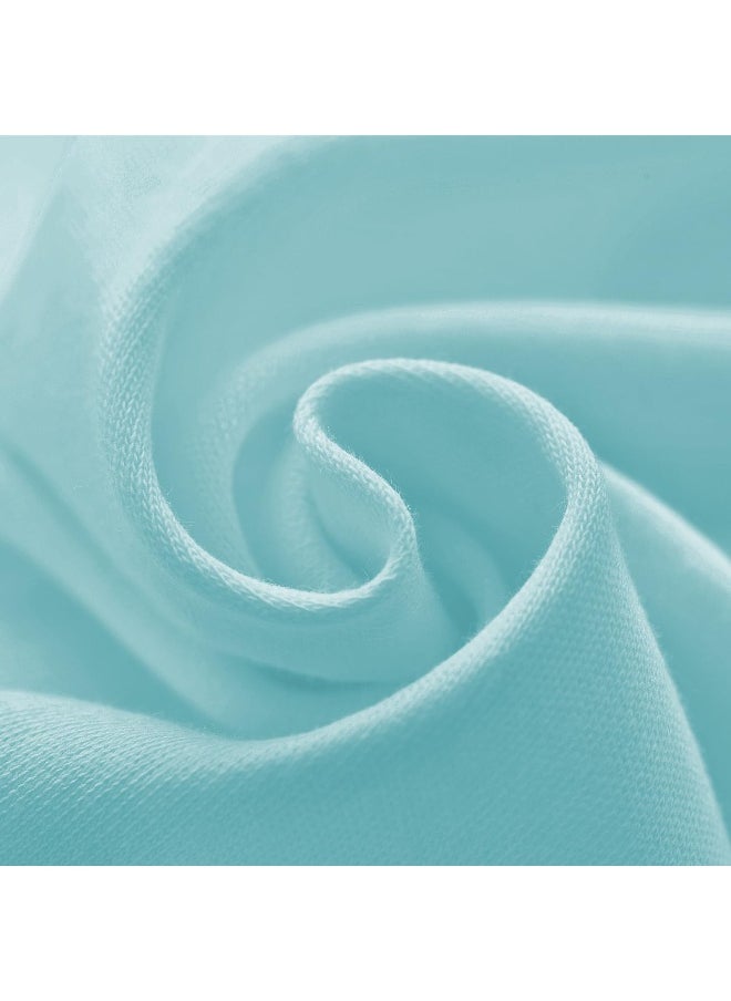 Biloban Mini Crib Sheets Fitted, 2 Pack Portable Playard Pack N Play Sheet, Ultra Soft Microfiber Pack and Play Sheets, White & Aqua, Preshrunk
