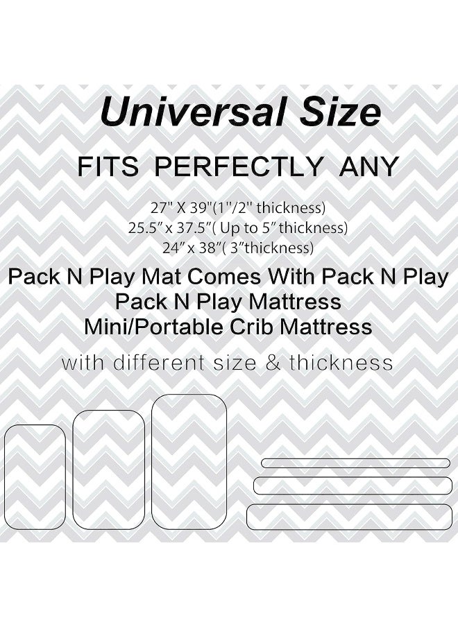 Youngever Pack n Play Stretchy Fitted Sheet, 2 Pack Portable Mini Crib Sheets, Convertible Playard Mattress Cover, Ultra Soft Material, Grey and Grey Wave