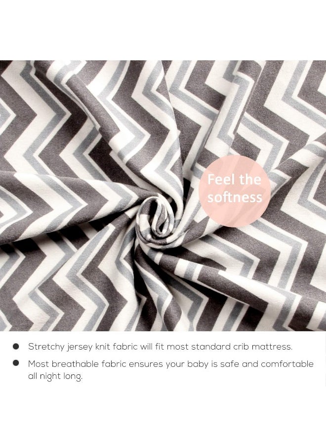 Youngever Pack n Play Stretchy Fitted Sheet, 2 Pack Portable Mini Crib Sheets, Convertible Playard Mattress Cover, Ultra Soft Material, Grey and Grey Wave