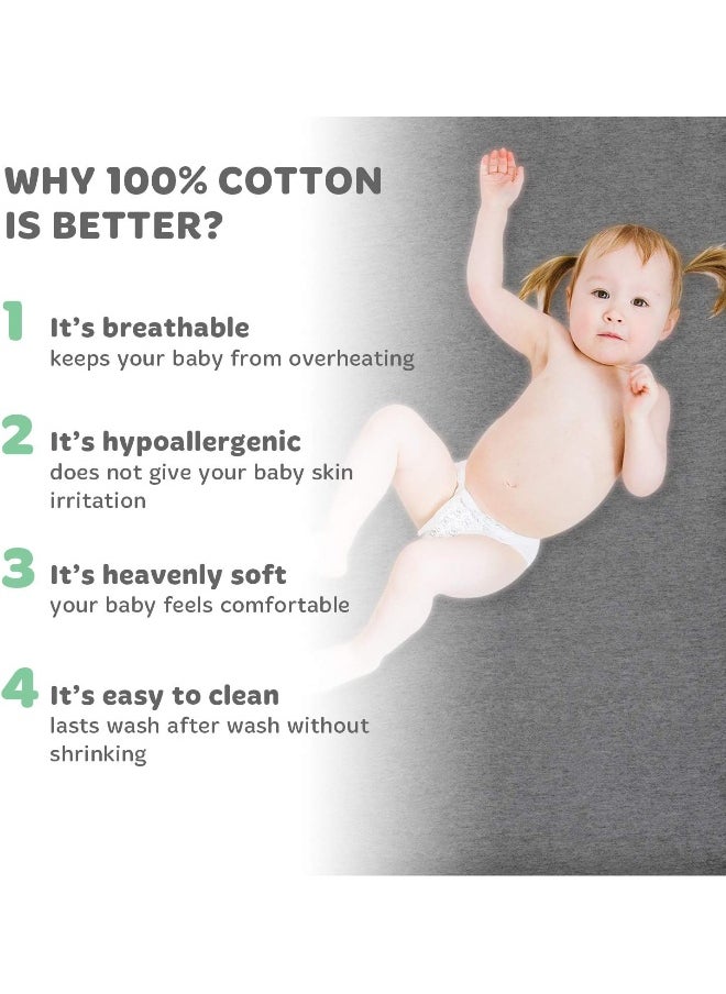 Baby Cradle Sheets Fitted 18x36x2 - Easily Fits on Arms Reach Co Sleeper Cambria, Clear Vue, Mini Ezee, Miclassic Bassinet - 100% Jersey Cotton - Breathable Cradle Bedding - Gender Neutral & Unisex