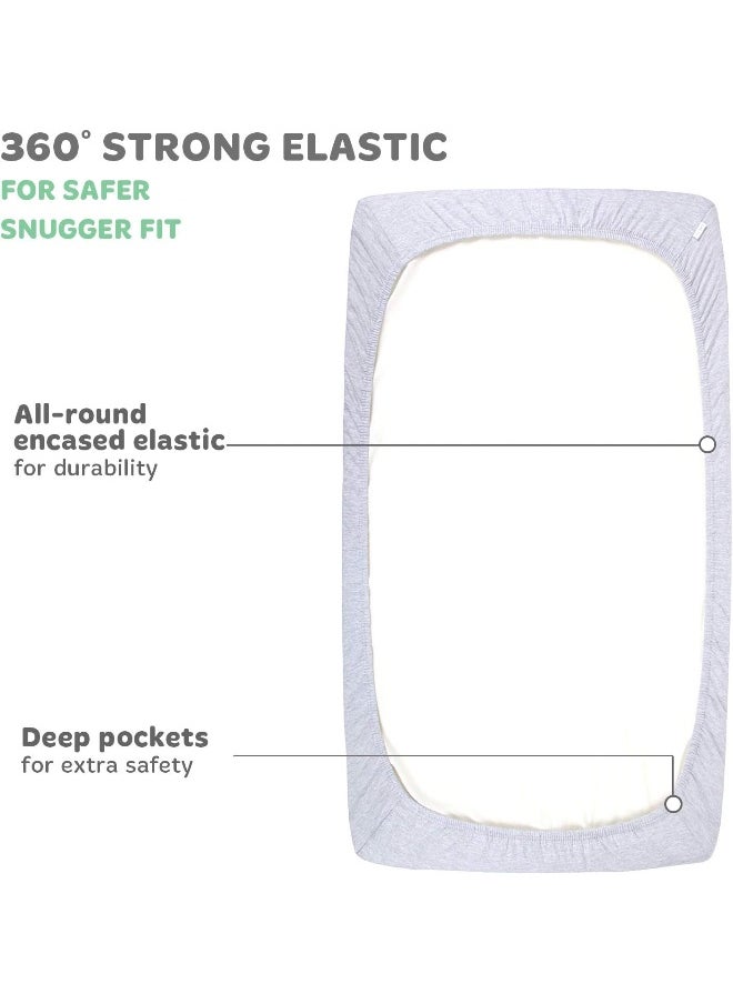 Baby Cradle Sheets Fitted 18x36x2 - Easily Fits on Arms Reach Co Sleeper Cambria, Clear Vue, Mini Ezee, Miclassic Bassinet - 100% Jersey Cotton - Breathable Cradle Bedding - Gender Neutral & Unisex