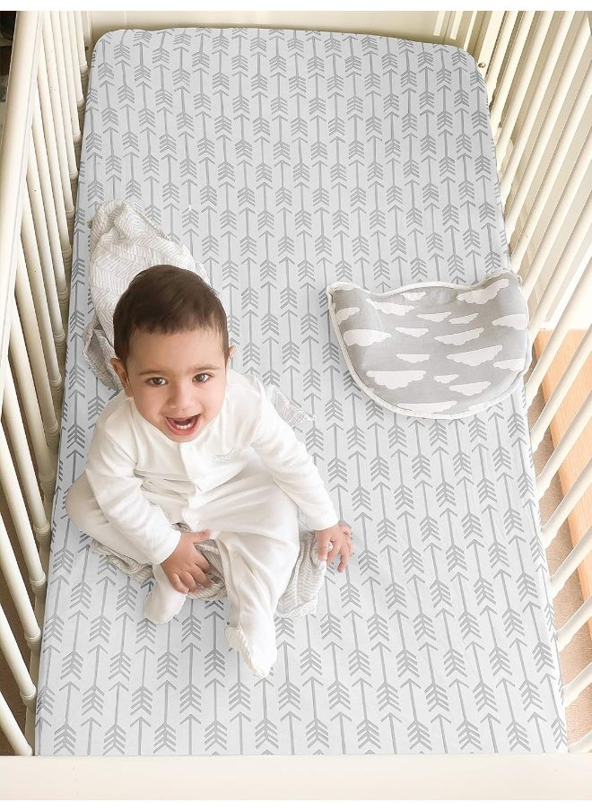 Pack n Play Sheets – Pack and Play Sheets 4 Pack – 100% Super Soft Jersey Knit Cotton Playard Mattress Sheets – Portable Playpen Sheet – Fitted Play Yard Mini Crib Sheets for Boy & Girl (24 x 38 x 5)