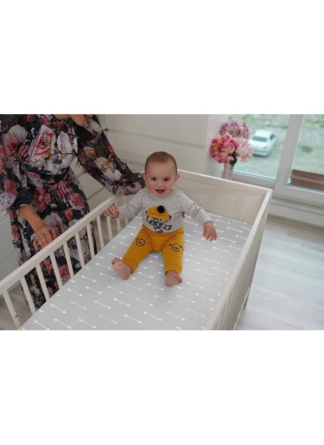 Pack n Play Sheets – Pack and Play Sheets 4 Pack – 100% Super Soft Jersey Knit Cotton Playard Mattress Sheets – Portable Playpen Sheet – Fitted Play Yard Mini Crib Sheets for Boy & Girl (24 x 38 x 5)