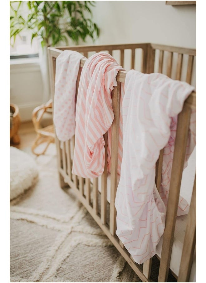 NODNAL CO. Pink Pack n Play Playard Portable Mini Crib Fitted Sheets Set 3 Pack 100% Jersey Knit Cotton Pack and Play for Baby Girl Playpen