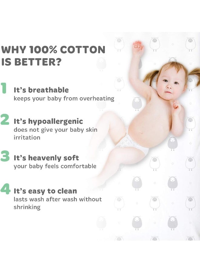 Baby Cradle Sheets Fitted 18x36x2 - Compatible With Arms Reach Co Sleeper Cambria, Clear Vue, Mini Ezee, Miclassic Bassinet - Pure Jersey Cotton - Breathable | Unisex