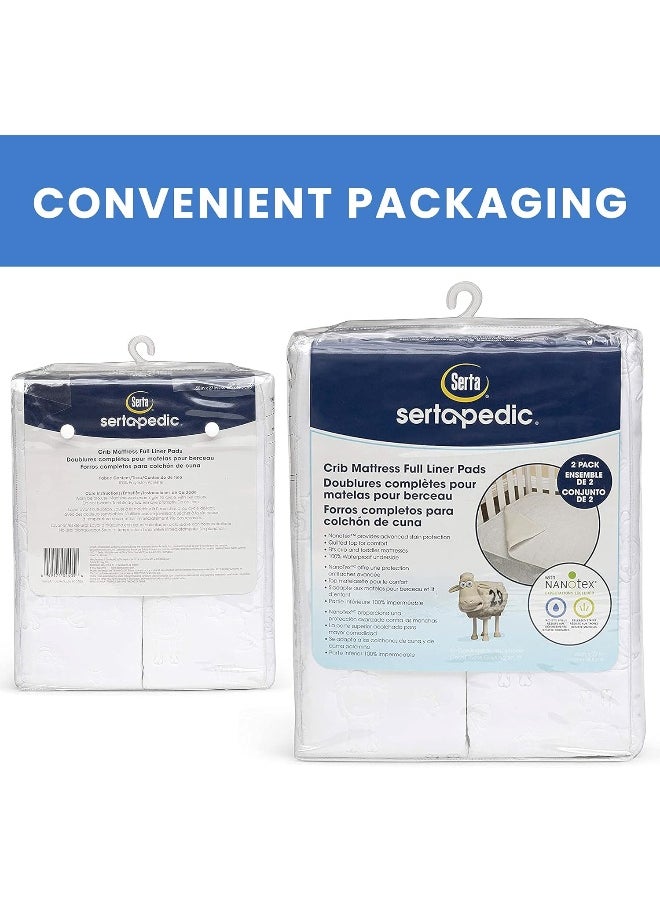 Delta Children Serta Sertapedic Crib Mattress Liner Pads (Pack of 2) - 100% Waterproof with Nanotex Technology - Ideal for Potty Training - Washable (White)