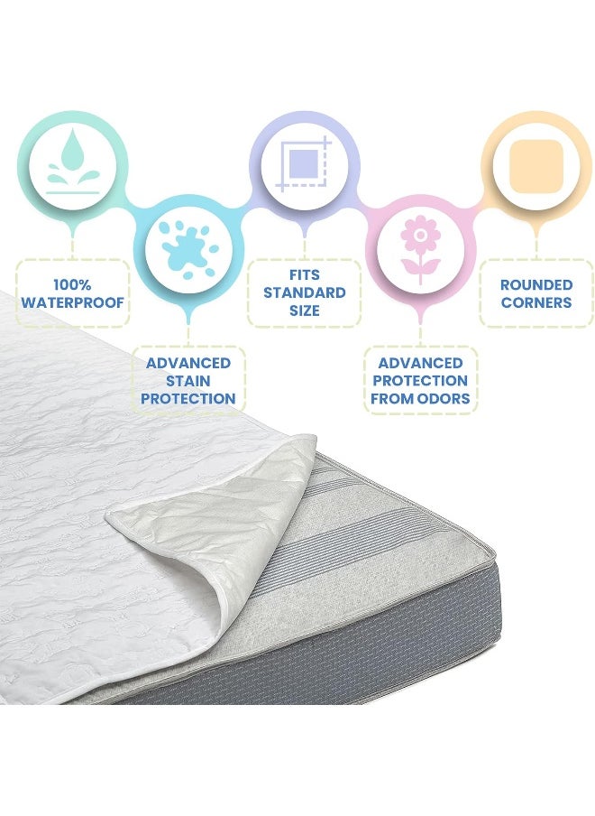 Delta Children Serta Sertapedic Crib Mattress Liner Pads (Pack of 2) - 100% Waterproof with Nanotex Technology - Ideal for Potty Training - Washable (White)