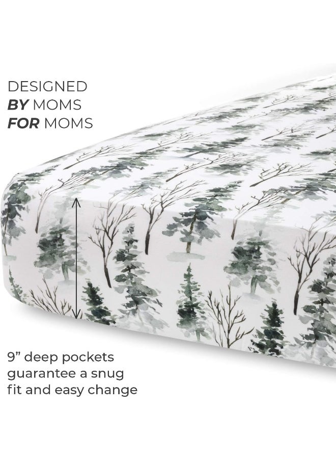 Pobi Baby - Premium Fitted Crib Sheets for Standard Crib Mattress - Ultra-Soft Cotton Blend, Stylish Woodland Pattern, Safe and Snug for Baby (Magical-Woods)