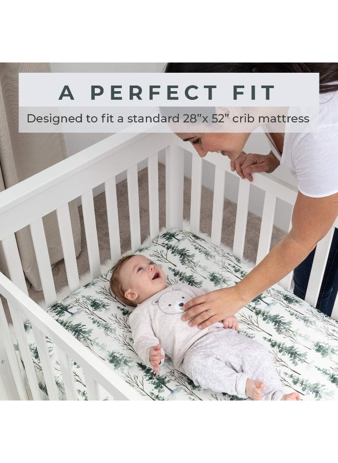 Pobi Baby - Premium Fitted Crib Sheets for Standard Crib Mattress - Ultra-Soft Cotton Blend, Stylish Woodland Pattern, Safe and Snug for Baby (Magical-Woods)
