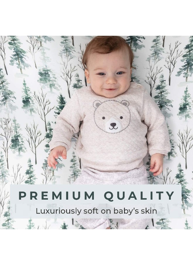 Pobi Baby - Premium Fitted Crib Sheets for Standard Crib Mattress - Ultra-Soft Cotton Blend, Stylish Woodland Pattern, Safe and Snug for Baby (Magical-Woods)