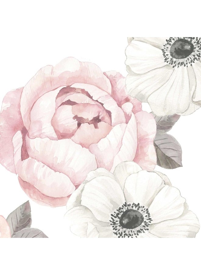 Lambs & Ivy Floral Garden Pink/White Watercolor Cotton Baby Fitted Crib Sheet