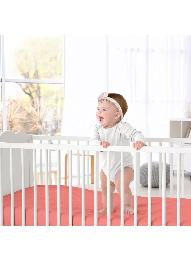 Sweet Jojo Designs Fitted Crib Sheet for White and Coral Diamond Baby/Toddler Bedding - Solid Coral