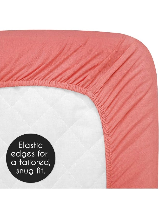 Sweet Jojo Designs Fitted Crib Sheet for White and Coral Diamond Baby/Toddler Bedding - Solid Coral