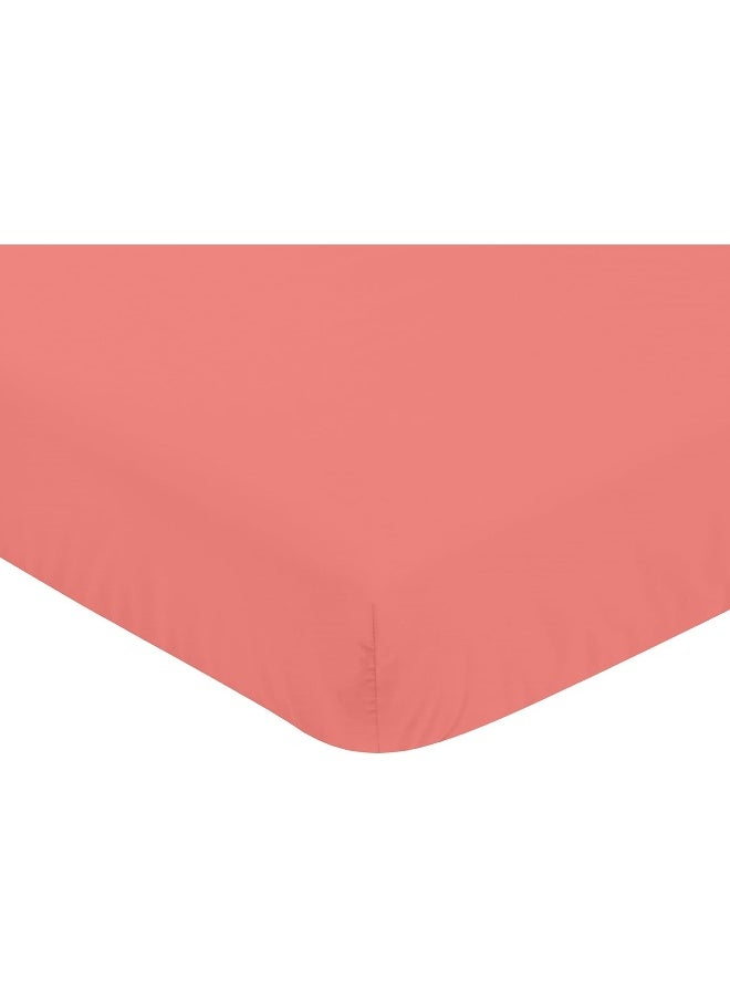 Sweet Jojo Designs Fitted Crib Sheet for White and Coral Diamond Baby/Toddler Bedding - Solid Coral