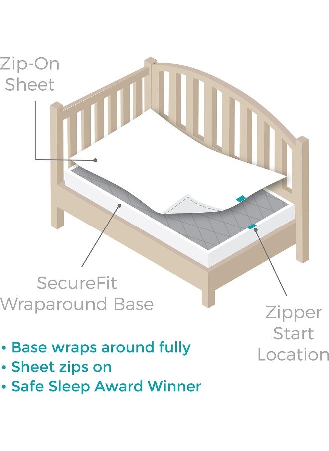 QuickZip Easy Change Crib Sheet with Wraparound Total Security Base, Gray Dot