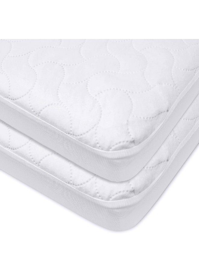 American Baby Company Waterproof Fitted Quilted Crib and Toddler Protective Pad Cover, White (Pack of 2), for Boys and Girls