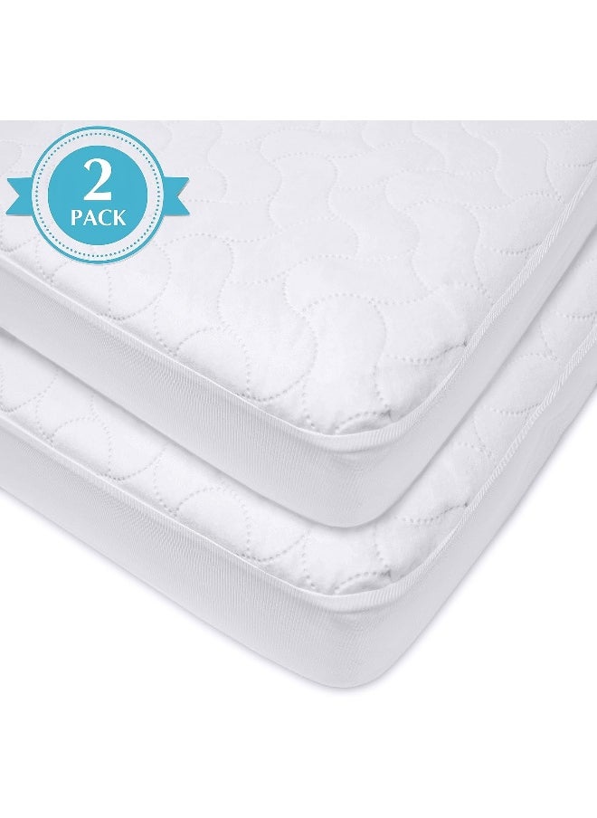 American Baby Company Waterproof Fitted Quilted Crib and Toddler Protective Pad Cover, White (Pack of 2), for Boys and Girls