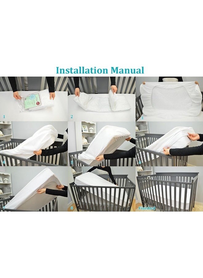 American Baby Company Waterproof Fitted Quilted Crib and Toddler Protective Pad Cover, White (Pack of 2), for Boys and Girls
