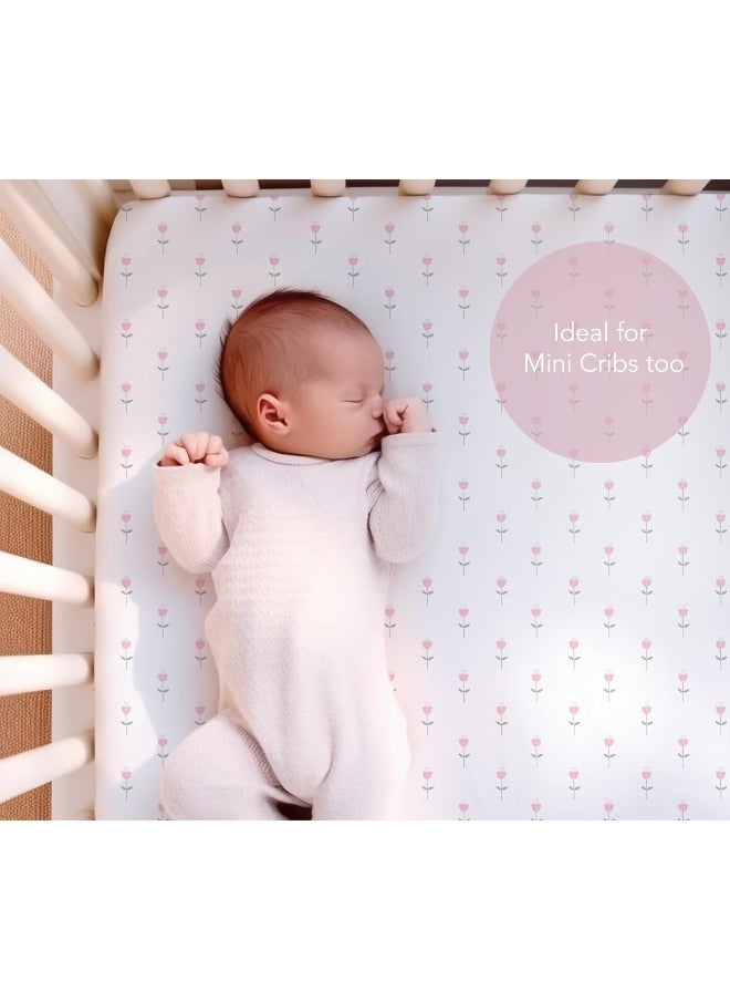 Cambria Baby 100% Organic Cotton Sheets for Pack 'n Play and Other Portable/Mini Cribs