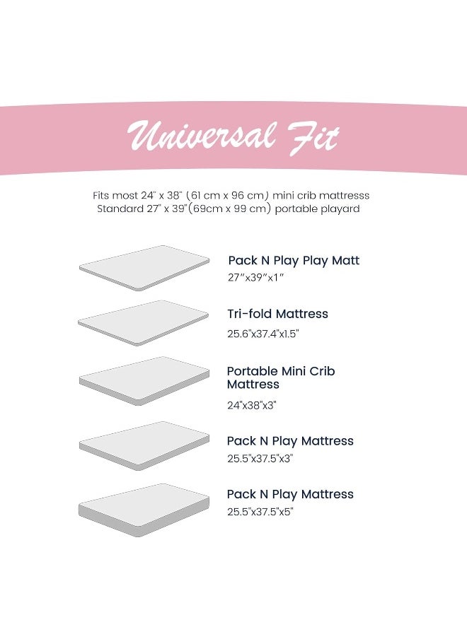 Cambria Baby 100% Organic Cotton Sheets for Pack 'n Play and Other Portable/Mini Cribs