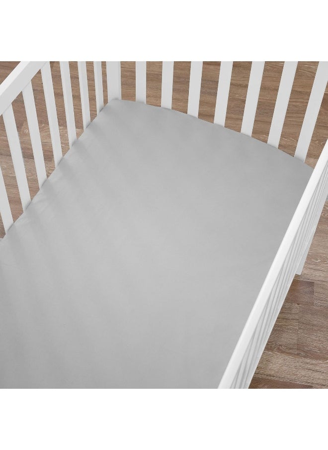 American Baby Company 100% Natural Cotton Value Jersey Knit Fitted Portable/Mini-Crib Sheet, Gray, 24
