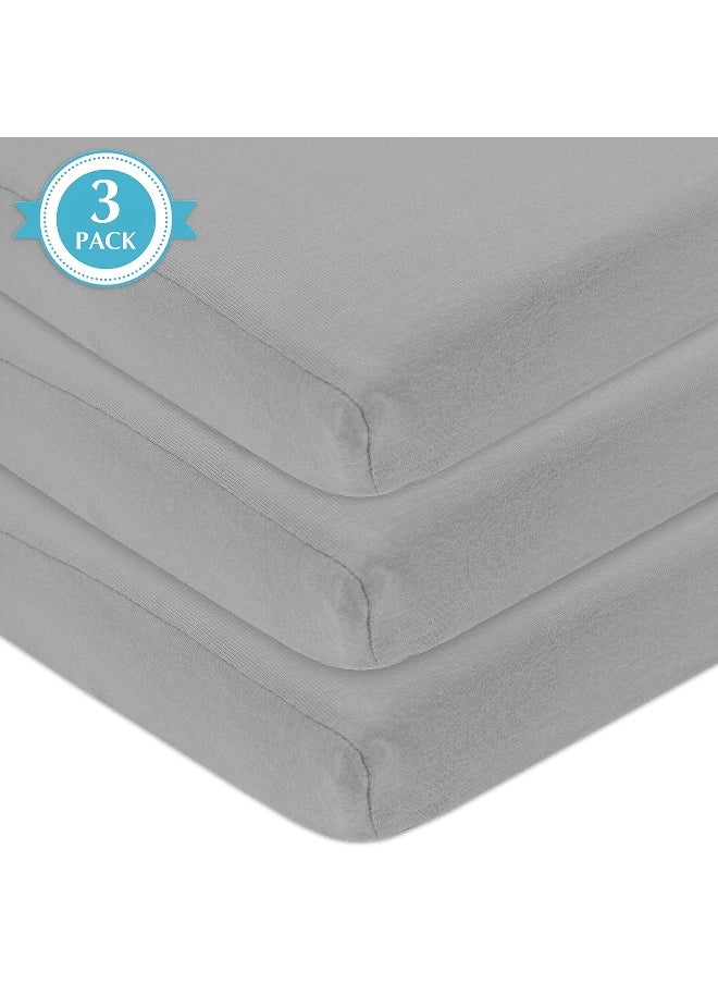American Baby Company 100% Natural Cotton Value Jersey Knit Fitted Portable/Mini-Crib Sheet, Gray, 24