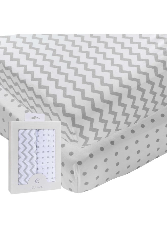 Ely's & Co. Crib Sheets Set 2 Pack - Baby Crib Sheets with 100% Jersey Cotton - Crib Sheets for Boys and Girls, Newborn Essentials (Crib, Grey)