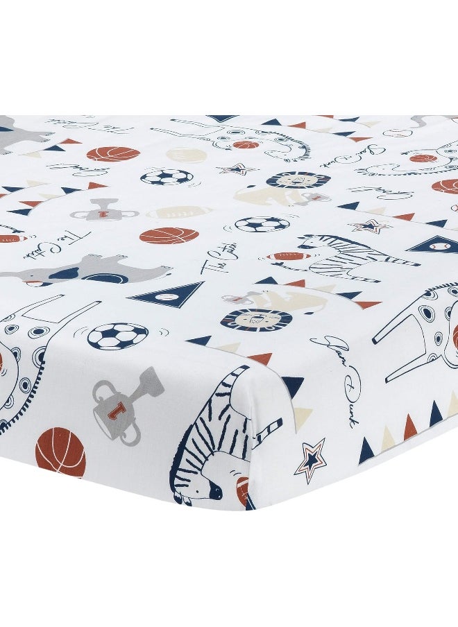 Lambs & Ivy Hall of Fame Animals/Sports 100% Cotton Fitted Baby Crib Sheet
