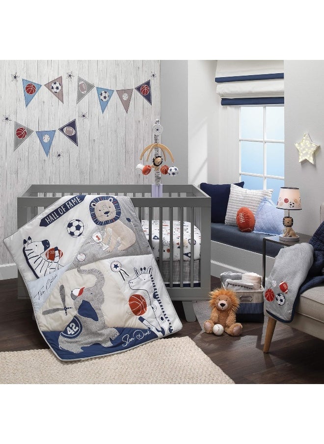 Lambs & Ivy Hall of Fame Animals/Sports 100% Cotton Fitted Baby Crib Sheet