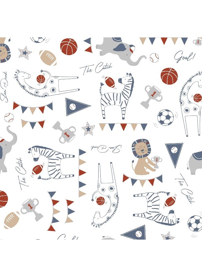 Lambs & Ivy Hall of Fame Animals/Sports 100% Cotton Fitted Baby Crib Sheet