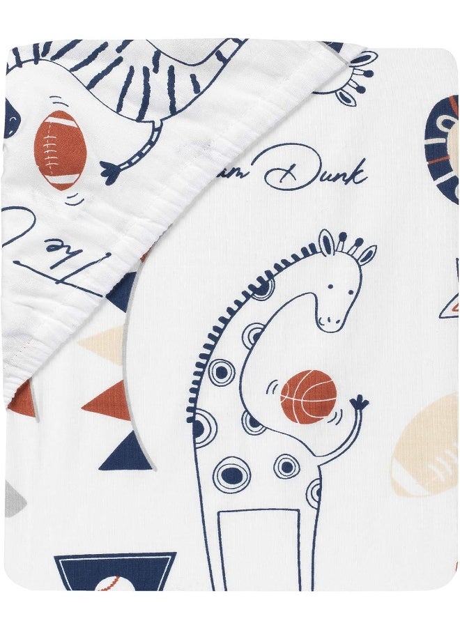 Lambs & Ivy Hall of Fame Animals/Sports 100% Cotton Fitted Baby Crib Sheet