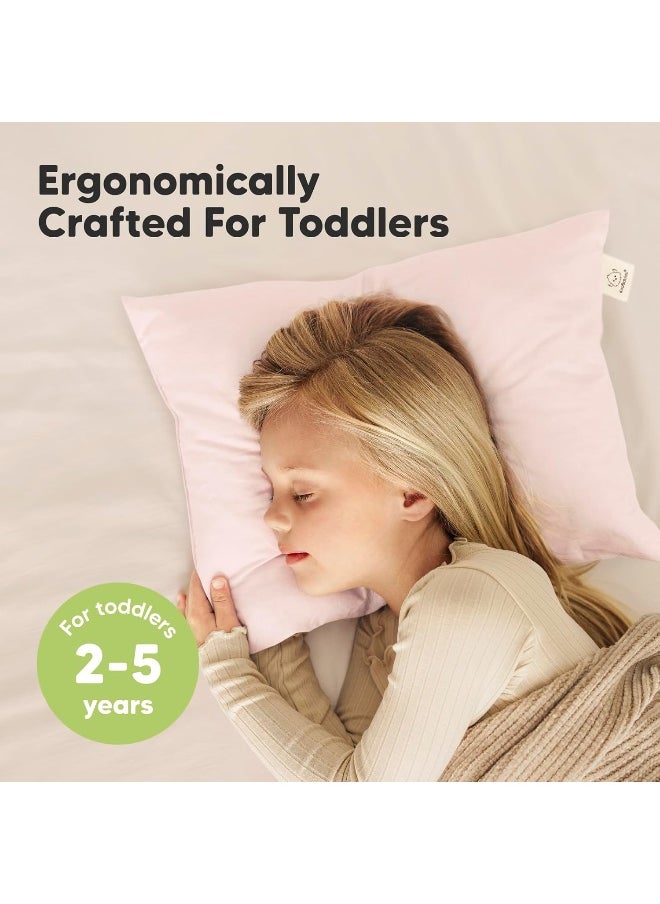2-Pack Toddler Pillow - Soft Organic Cotton for Sleeping - 13X18 Small Pillow for Kids, Travel, School, Nap - Age 2 to 5 (Mist Pink)