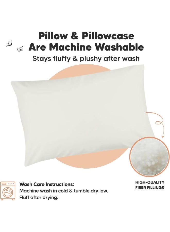 Toddler Pillow with Pillowcase - 13x18 My Little Dreamy Kids Travel Bed Pillows for Sleeping, Organic Cotton Small Pillowcase, Soft & Breathable, Machine Washable, Toddlers 2-5 Years Old (Pearl Gray)