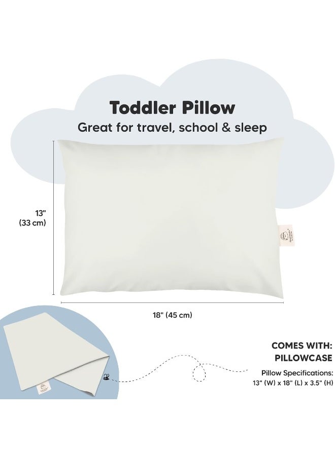 Toddler Pillow with Pillowcase - 13x18 My Little Dreamy Kids Travel Bed Pillows for Sleeping, Organic Cotton Small Pillowcase, Soft & Breathable, Machine Washable, Toddlers 2-5 Years Old (Pearl Gray)