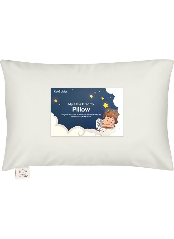 Toddler Pillow with Pillowcase - 13x18 My Little Dreamy Kids Travel Bed Pillows for Sleeping, Organic Cotton Small Pillowcase, Soft & Breathable, Machine Washable, Toddlers 2-5 Years Old (Pearl Gray)