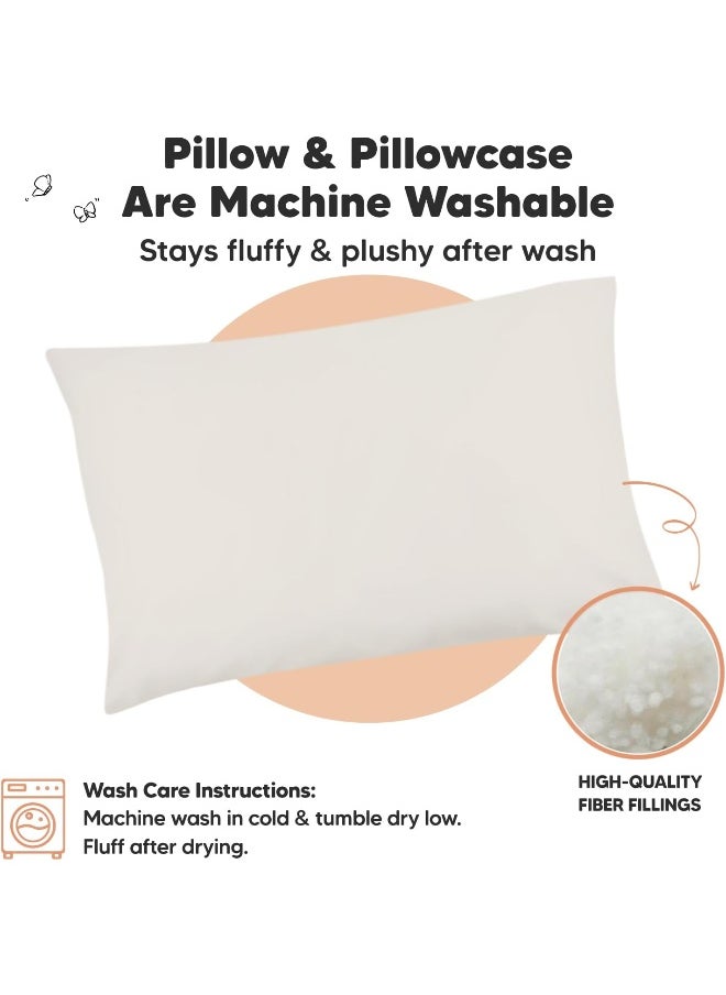 Toddler Pillow with Pillowcase - 13x18 My Little Dreamy Kids Travel Bed Pillows for Sleeping, Organic Cotton Small Pillowcase, Soft & Breathable, Machine Washable, Toddlers 2-5 Years Old (Clay)