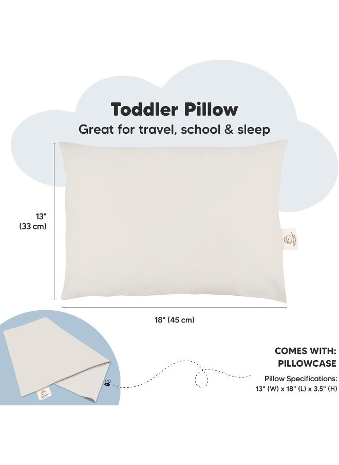 Toddler Pillow with Pillowcase - 13x18 My Little Dreamy Kids Travel Bed Pillows for Sleeping, Organic Cotton Small Pillowcase, Soft & Breathable, Machine Washable, Toddlers 2-5 Years Old (Clay)