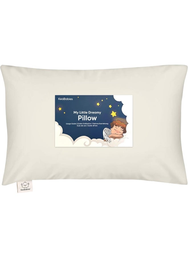 Toddler Pillow with Pillowcase - 13x18 My Little Dreamy Kids Travel Bed Pillows for Sleeping, Organic Cotton Small Pillowcase, Soft & Breathable, Machine Washable, Toddlers 2-5 Years Old (Clay)