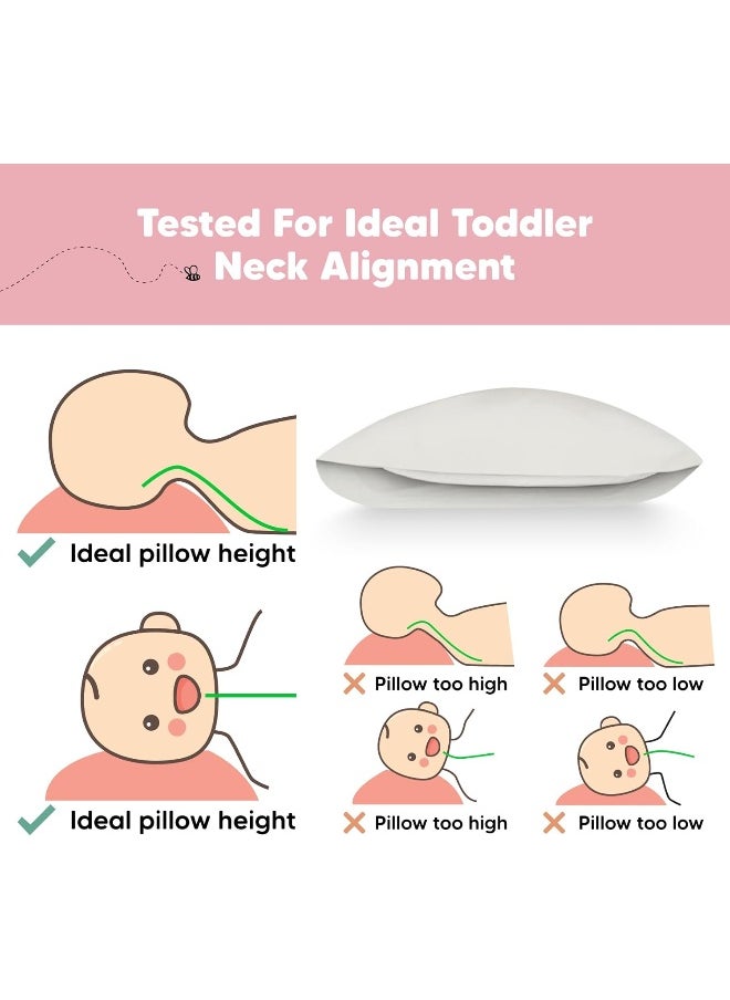 Toddler Pillow with Pillowcase - 13x18 My Little Dreamy Kids Travel Bed Pillows for Sleeping, Organic Cotton Small Pillowcase, Soft & Breathable, Machine Washable, Toddlers 2-5 Years Old (Clay)